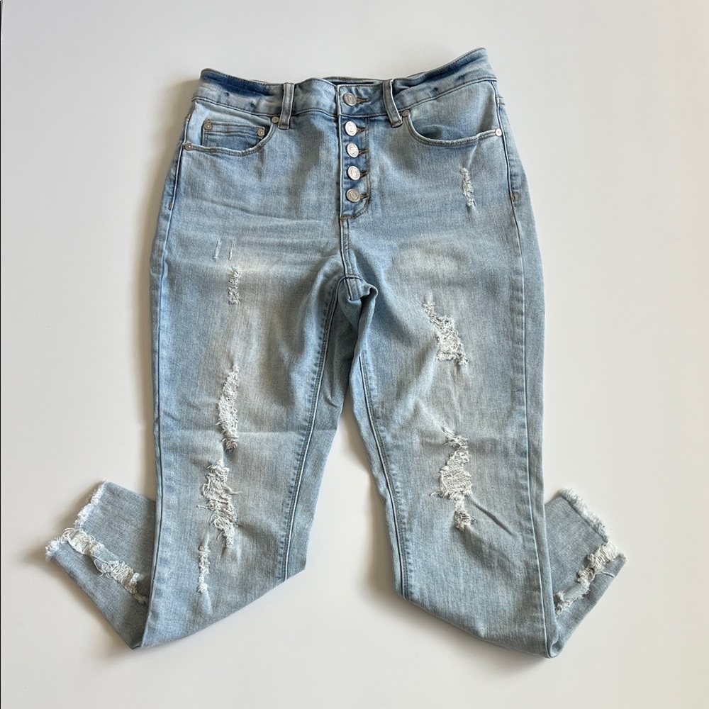 Indigo Rein Light Blue High Rise Distressed Jeans